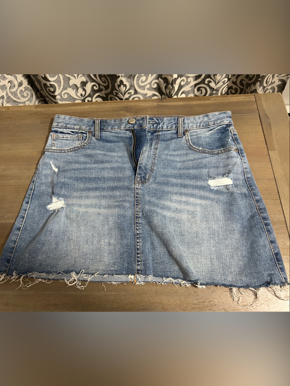 Aeropostale Distressed Light Blue Denim Mini Skirt